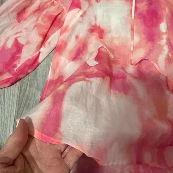 LIKE NEW! Women's Tommy Bahama Pink Tie Dye Peasant Top - XS - Picture 9 of 12